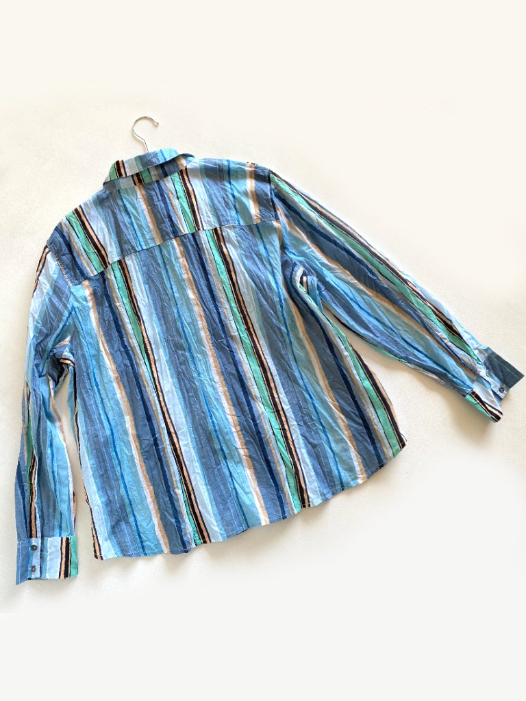 Nic+Zoe Stripe Core Cotton Crinkle Shirt Nwt ($108) Size Xxl Blue Multi Color — image 7 of 8